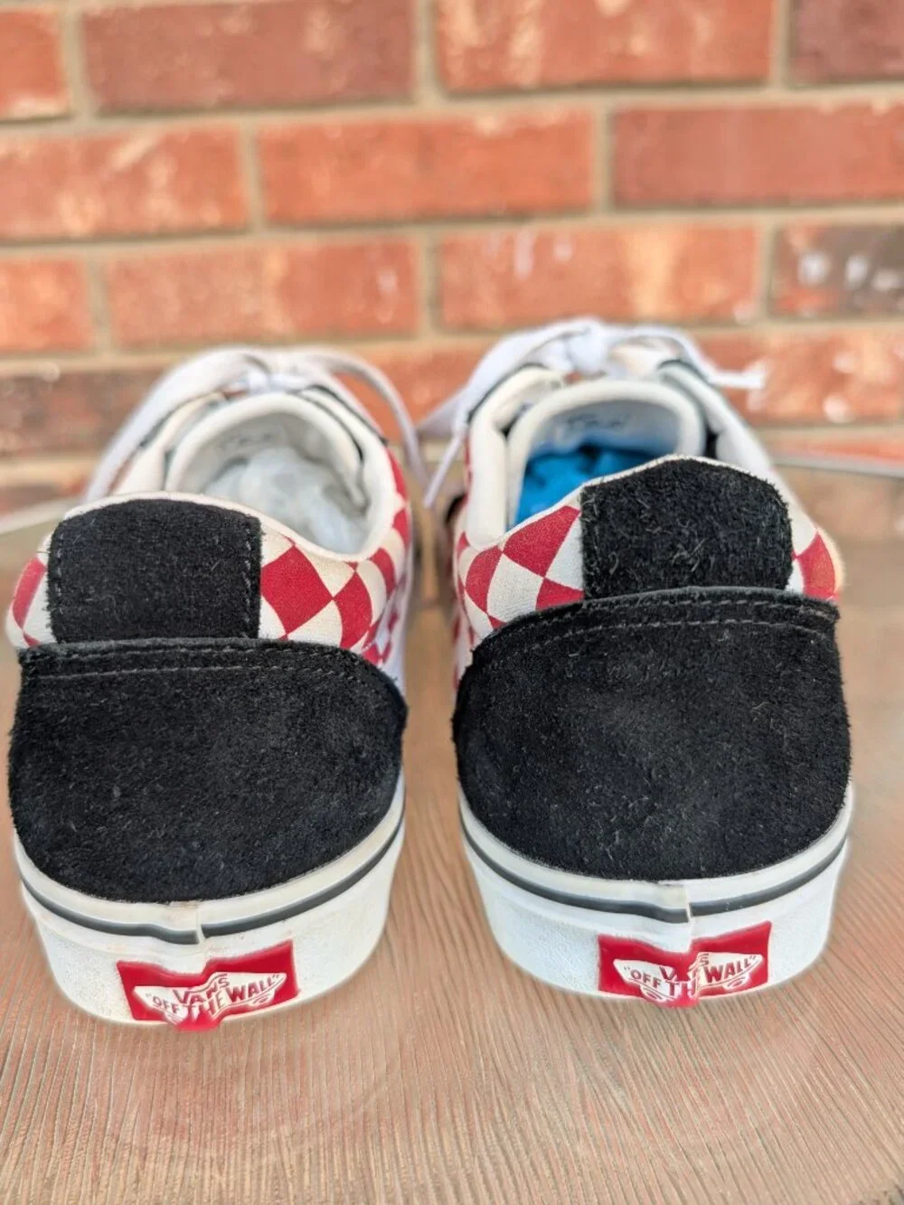 Women's VANS Red White Checkerboard Skate Shoes Size 9.5